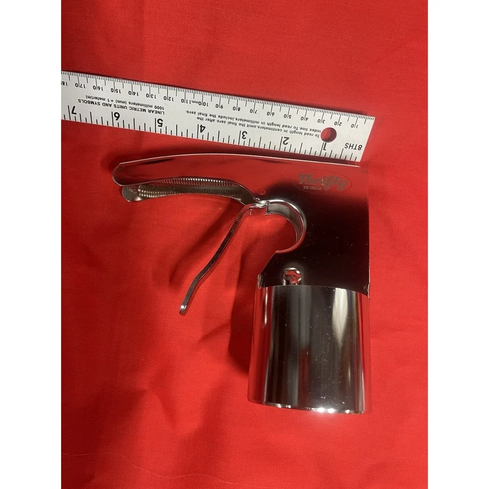 Vintage Thrifty Cylindrical Ice Cream Scoop Stainless Steel Spring Trigger Style